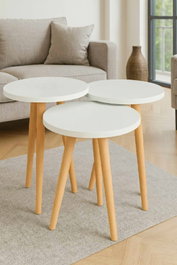 Hanah Home Juego de Mesas Apilables Ck152Ck de 3 Piezas Blanco